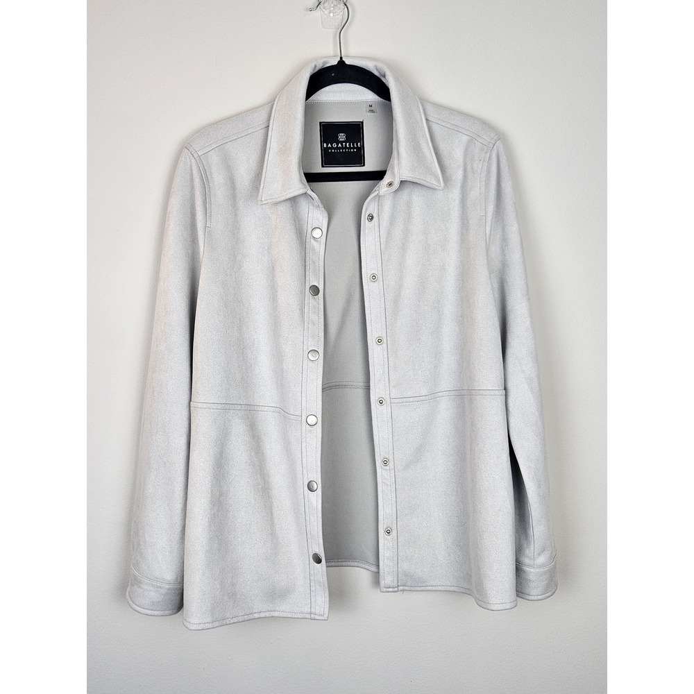 Bagatelle Collection Light Gray Suede Button Up Shirt Jacket Size Medium